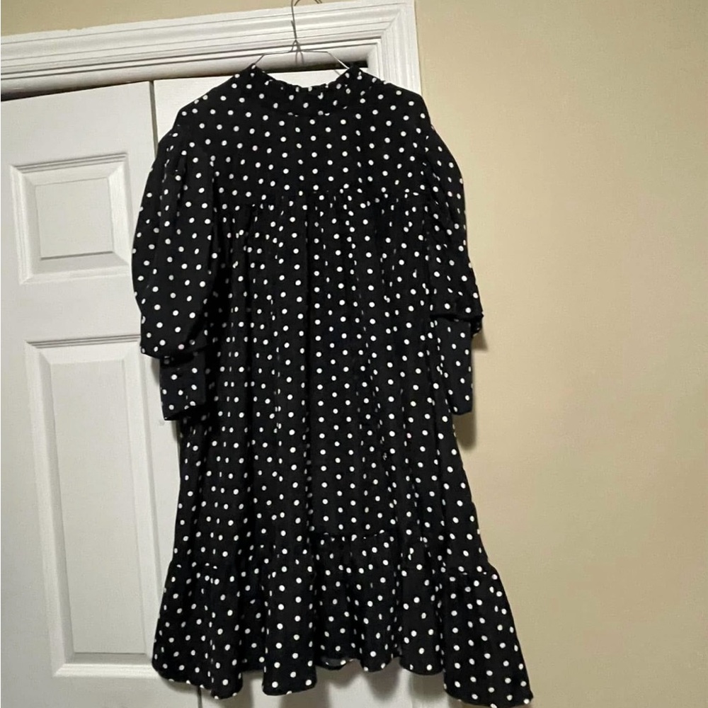 Boohoo Plus Black and White Polka Dot Dress